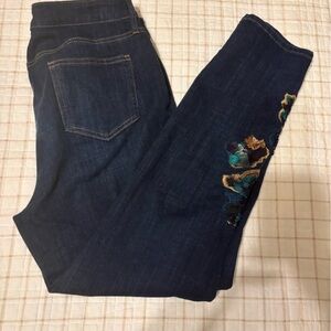 Chico's So slimming girlfriend Dark Blue Embroidered Jeans, chicos 1.5